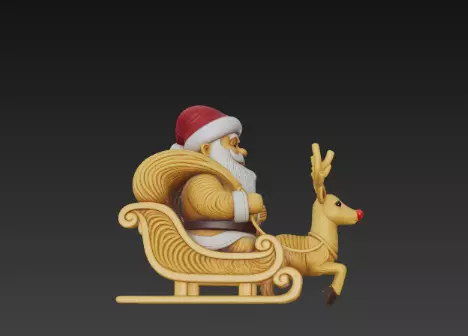 3D Santa Claus Sleigh with Reindeer Model 3D print model_8