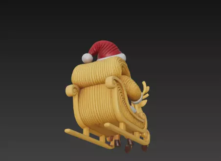 3D Santa Claus Sleigh with Reindeer Model 3D print model_11