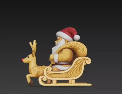 3D Santa Claus Sleigh with Reindeer Model 3D print model_4
