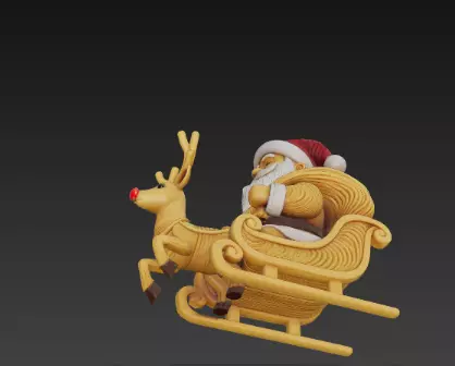 3D Santa Claus Sleigh with Reindeer Model 3D print model_1