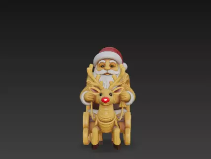 3D Santa Claus Sleigh with Reindeer Model 3D print model_2