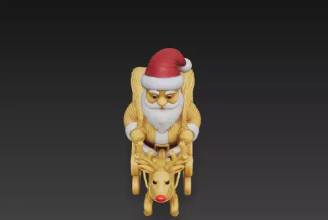 3D Santa Claus Sleigh with Reindeer Model 3D print model_14