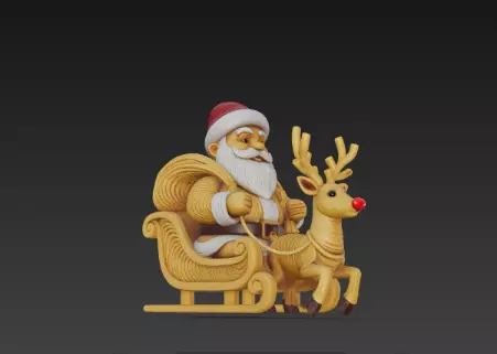 3D Santa Claus Sleigh with Reindeer Model 3D print model_16