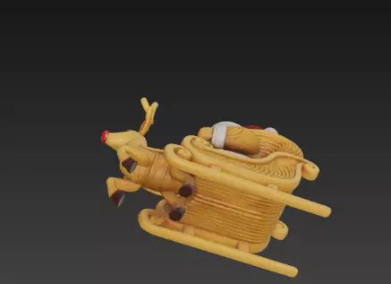 3D Santa Claus Sleigh with Reindeer Model 3D print model_10