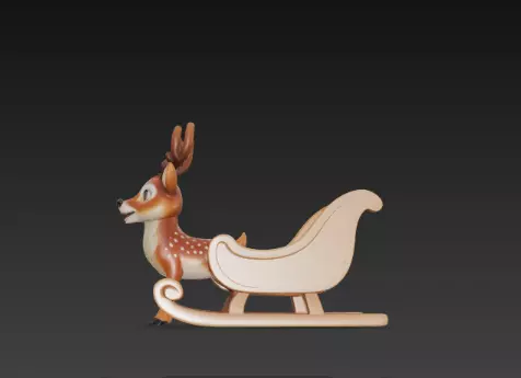 3D Christmas Sleigh with Reindeer Model 3D print model_8