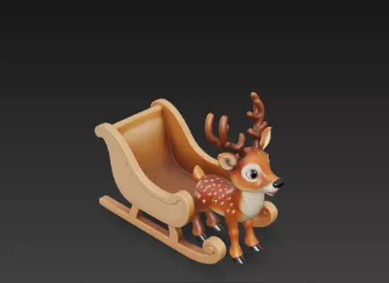 3D Christmas Sleigh with Reindeer Model 3D print model_13