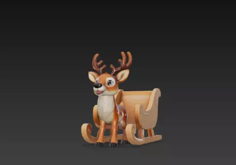 3D Christmas Sleigh with Reindeer Model 3D print model_7