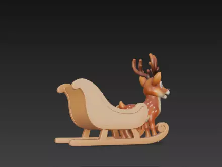 3D Christmas Sleigh with Reindeer Model 3D print model_3