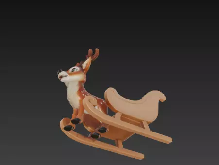 3D Christmas Sleigh with Reindeer Model 3D print model_9