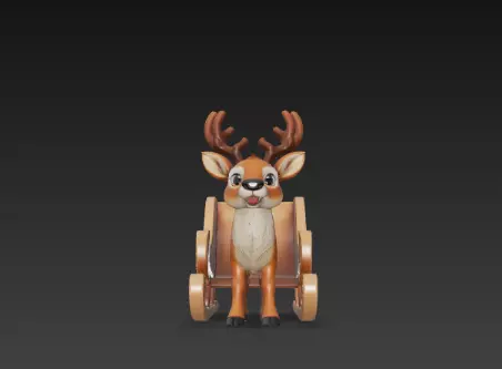 3D Christmas Sleigh with Reindeer Model 3D print model_6
