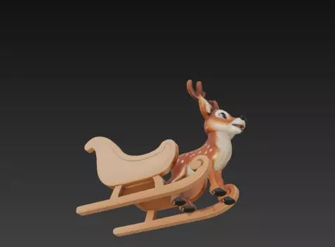 3D Christmas Sleigh with Reindeer Model 3D print model_11