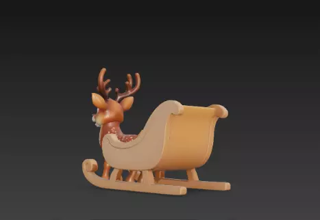 3D Christmas Sleigh with Reindeer Model 3D print model_16
