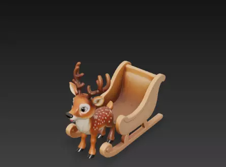 3D Christmas Sleigh with Reindeer Model 3D print model_15