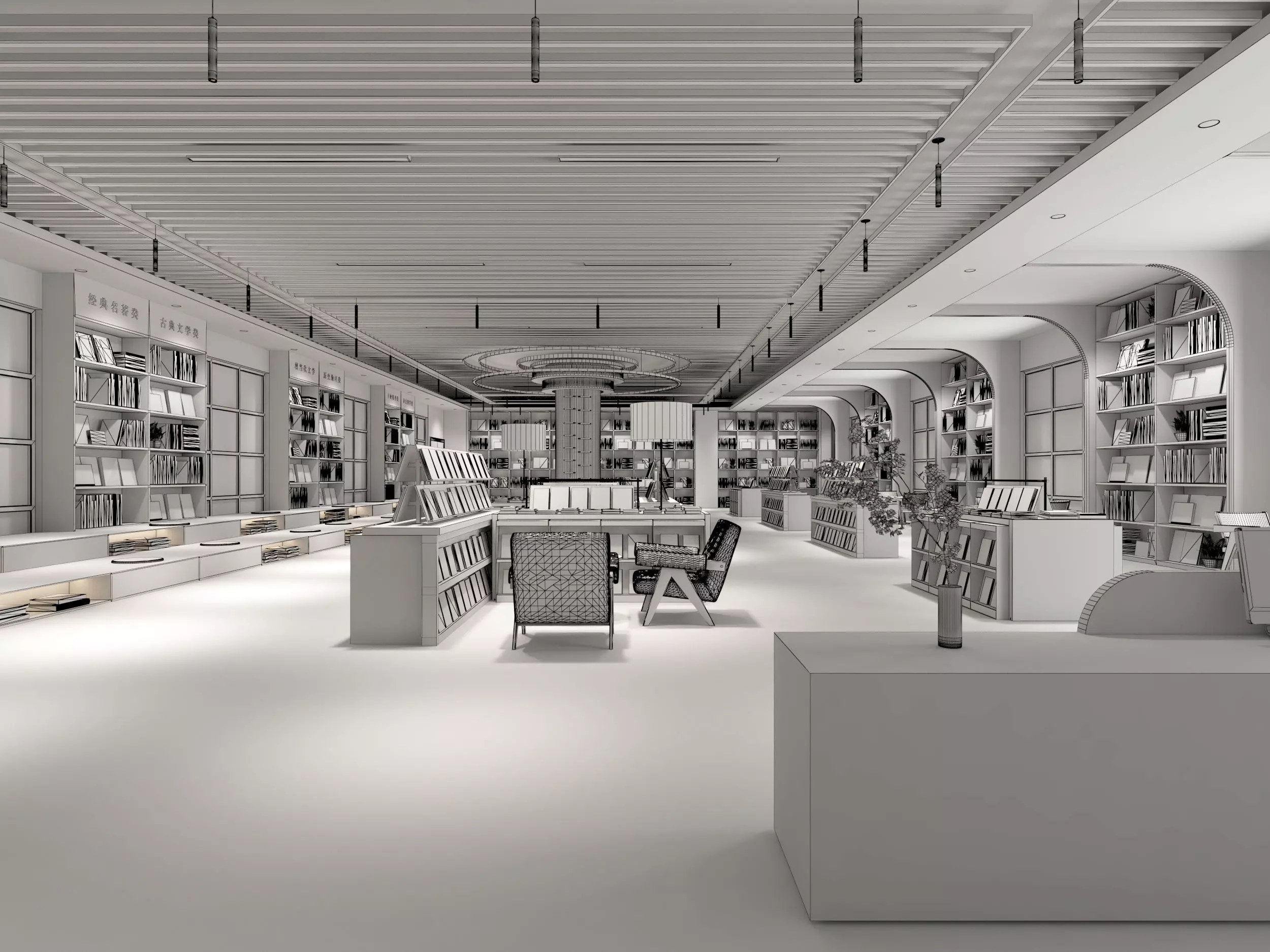 library Low-poly 3D model_5