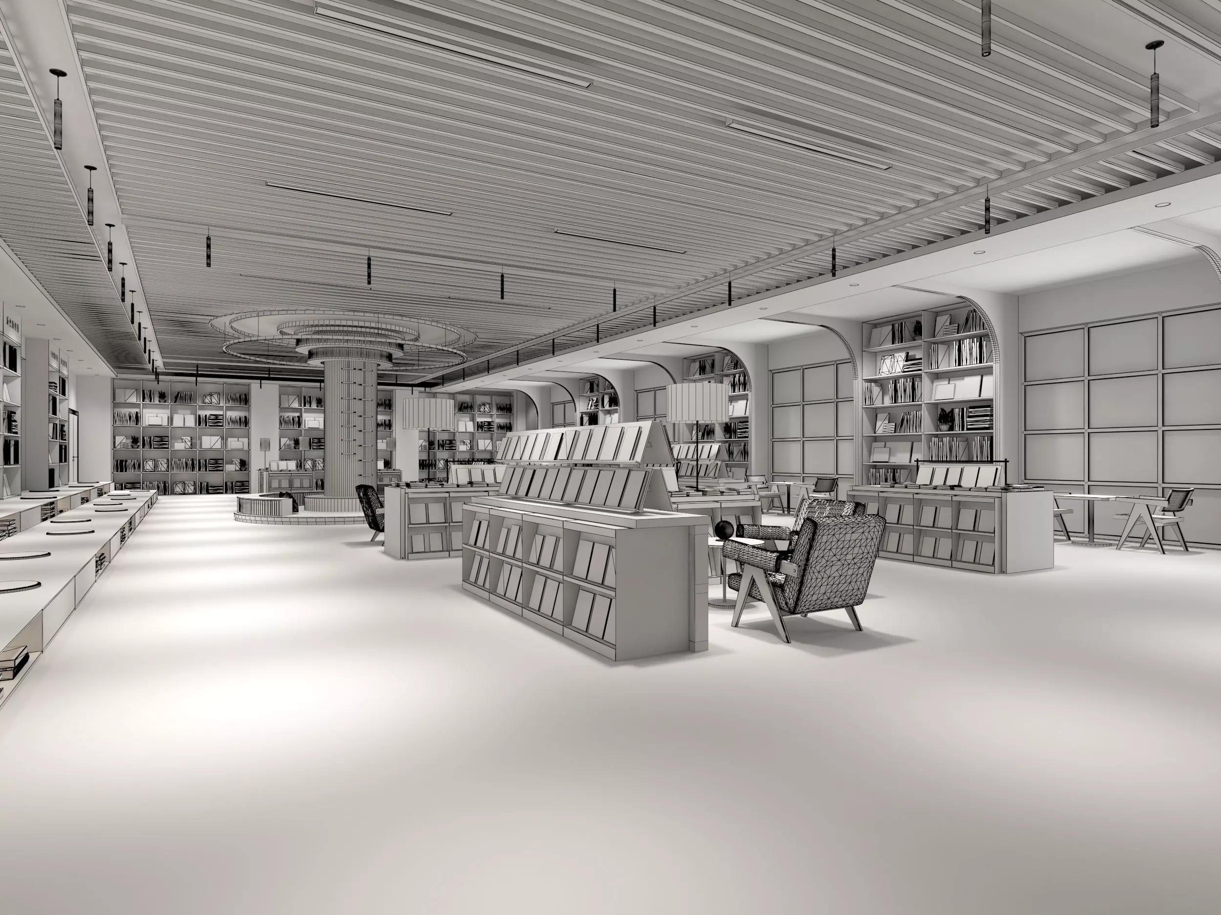 library Low-poly 3D model_6