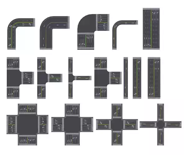 Parking Lot Scene with Low-poly 3D model