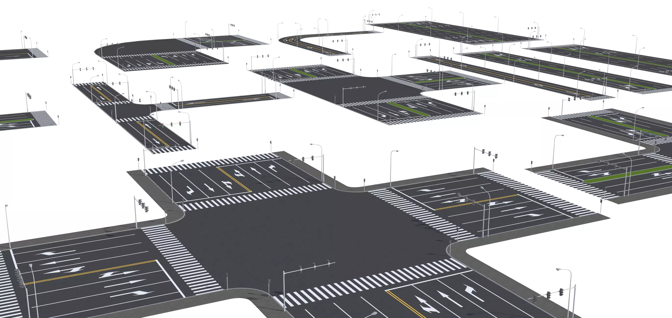 Parking Lot Scene with Low-poly 3D model_11
