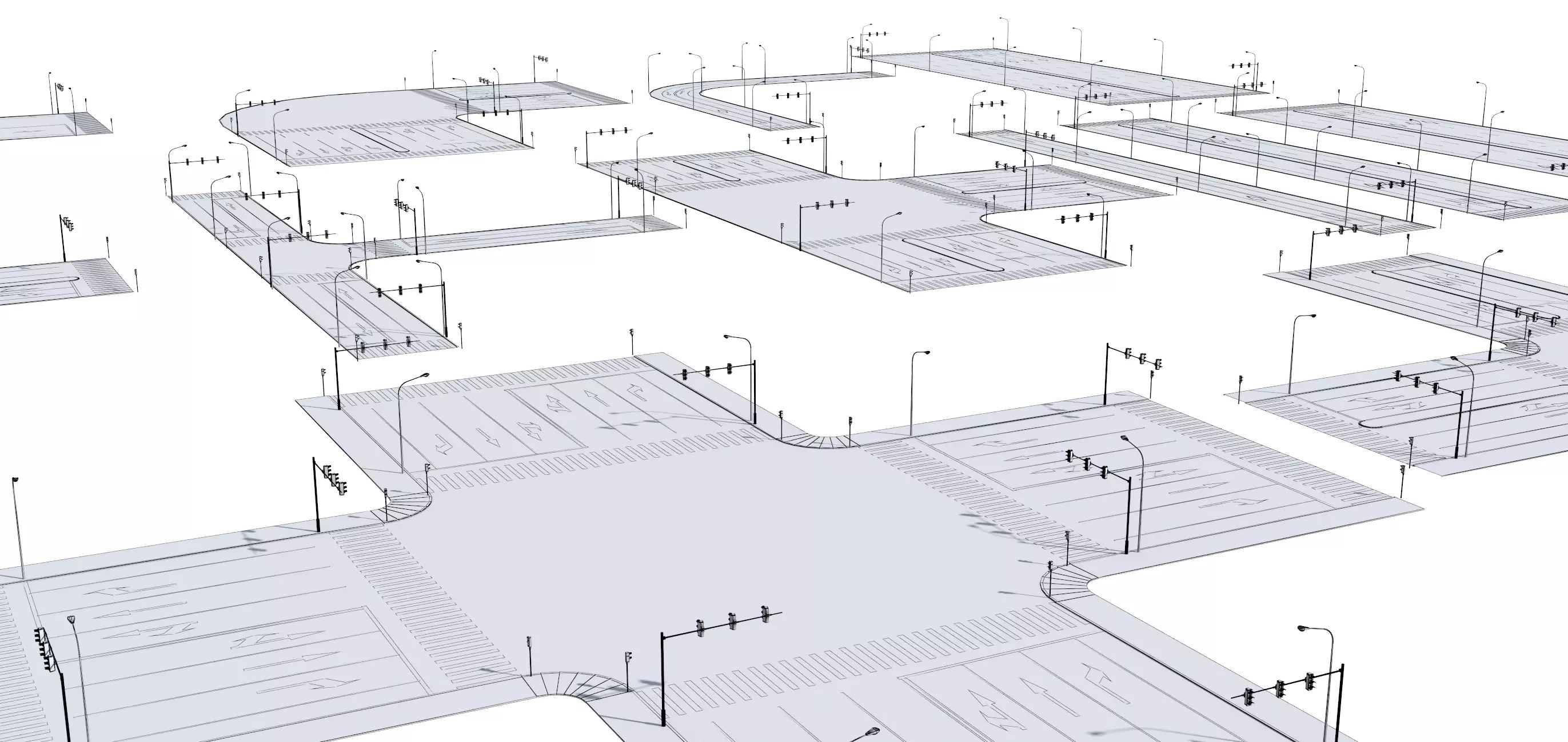 Parking Lot Scene with Low-poly 3D model_18
