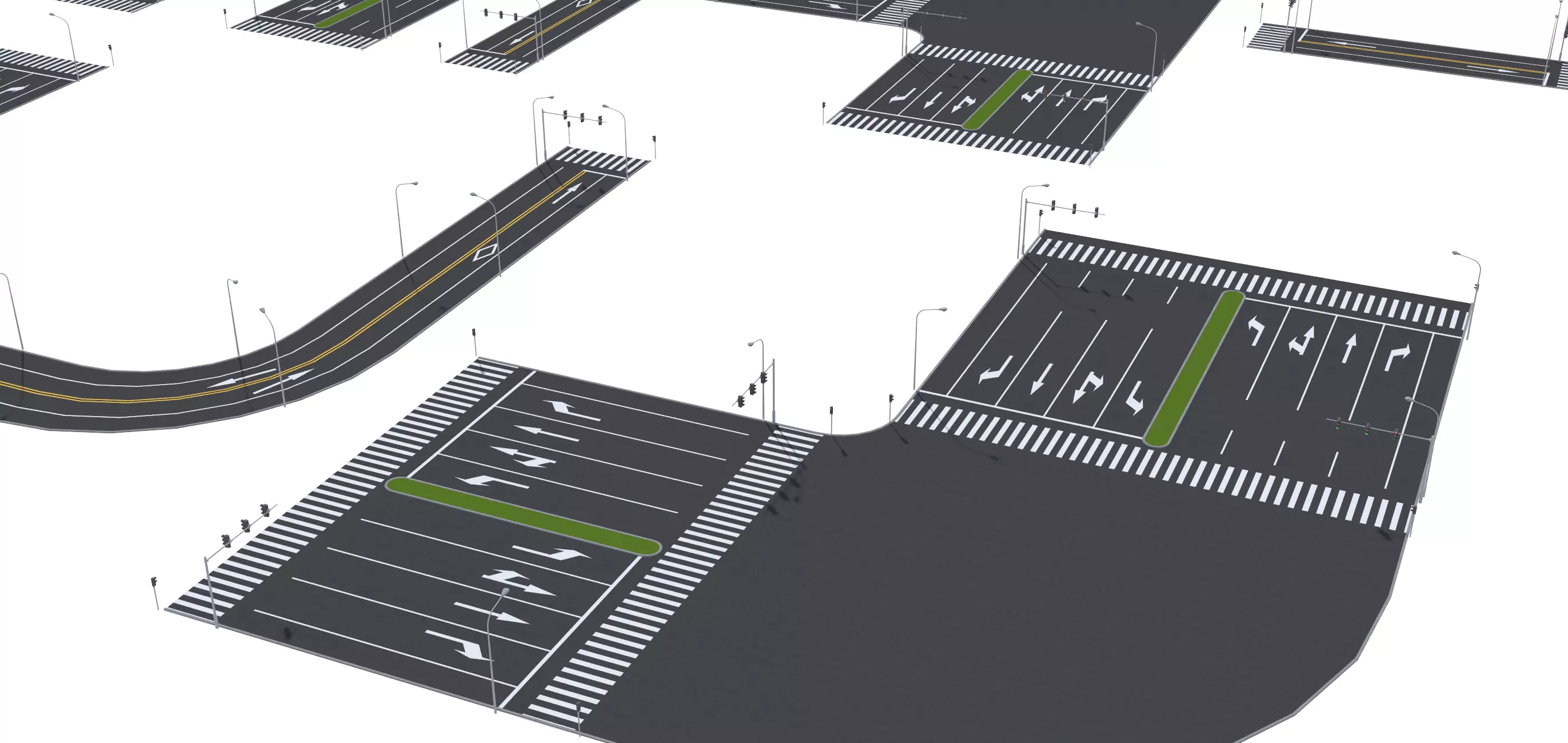 Parking Lot Scene with Low-poly 3D model_8