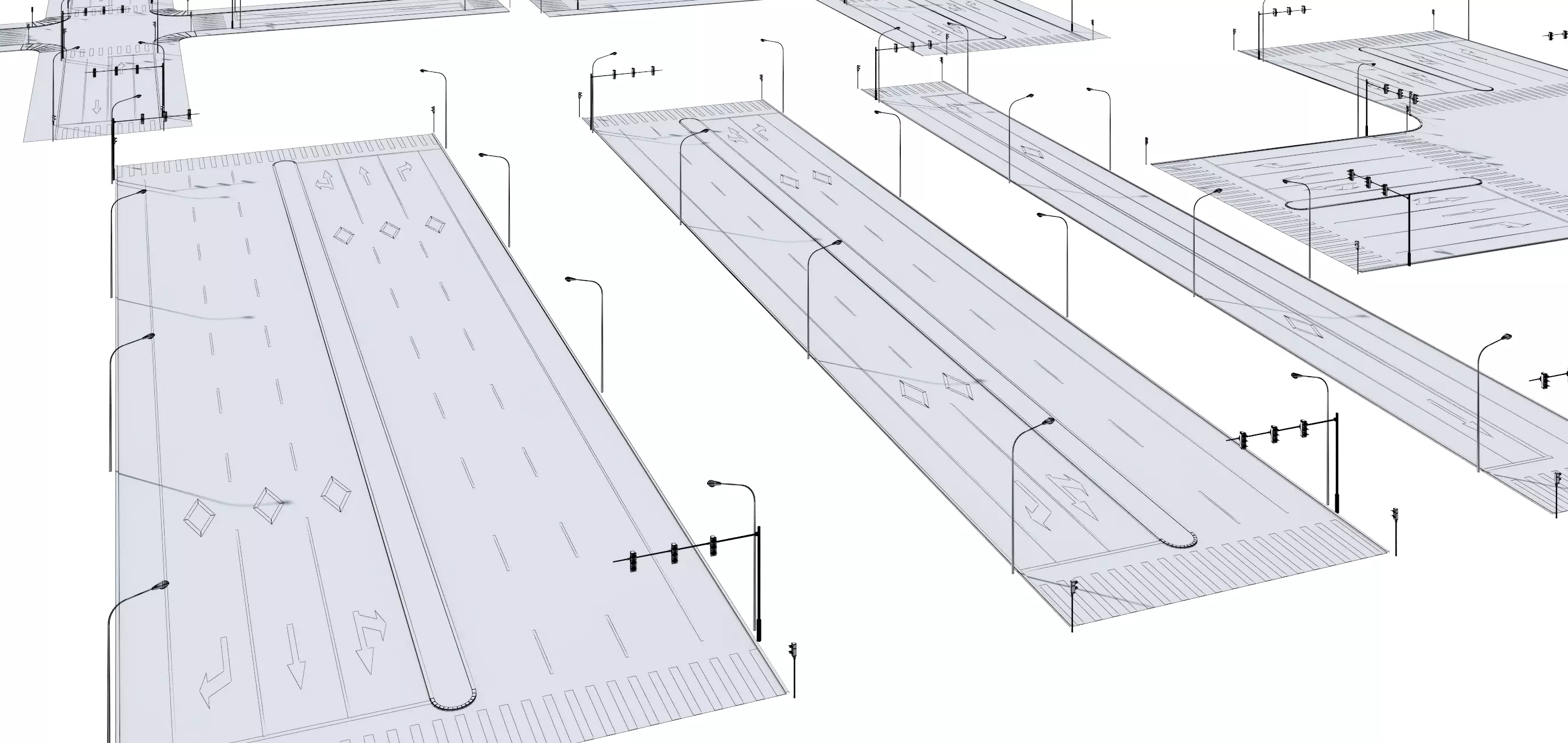 Parking Lot Scene with Low-poly 3D model_27