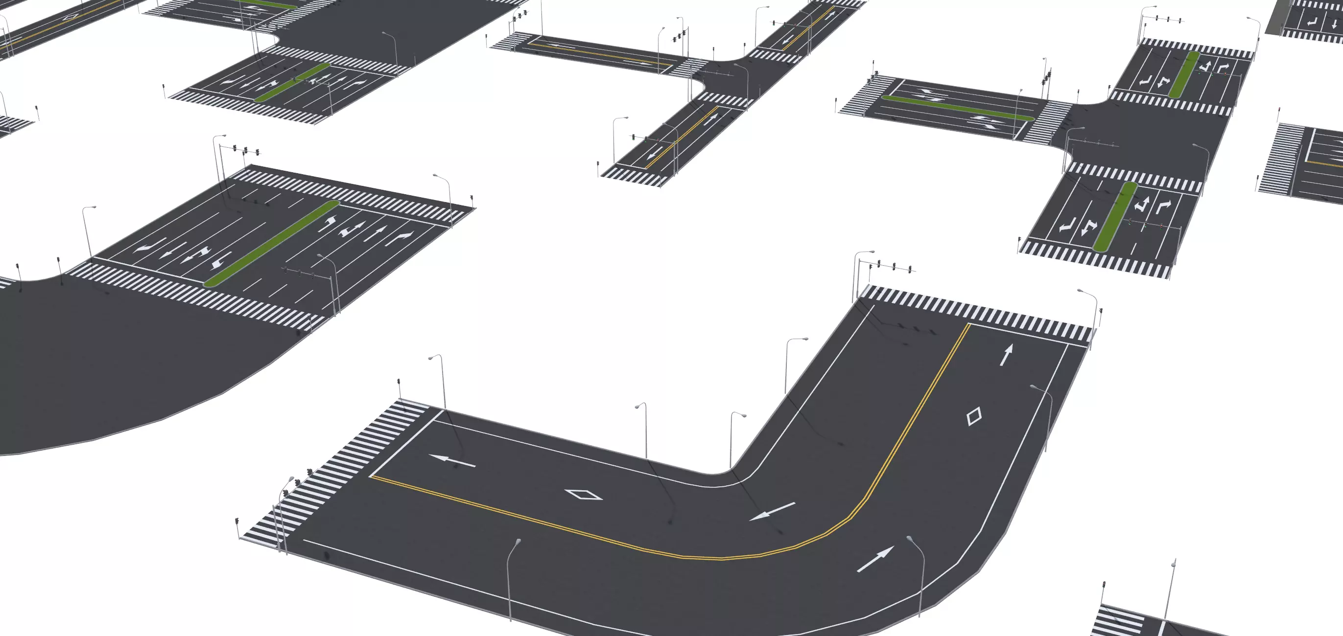 Parking Lot Scene with Low-poly 3D model_1