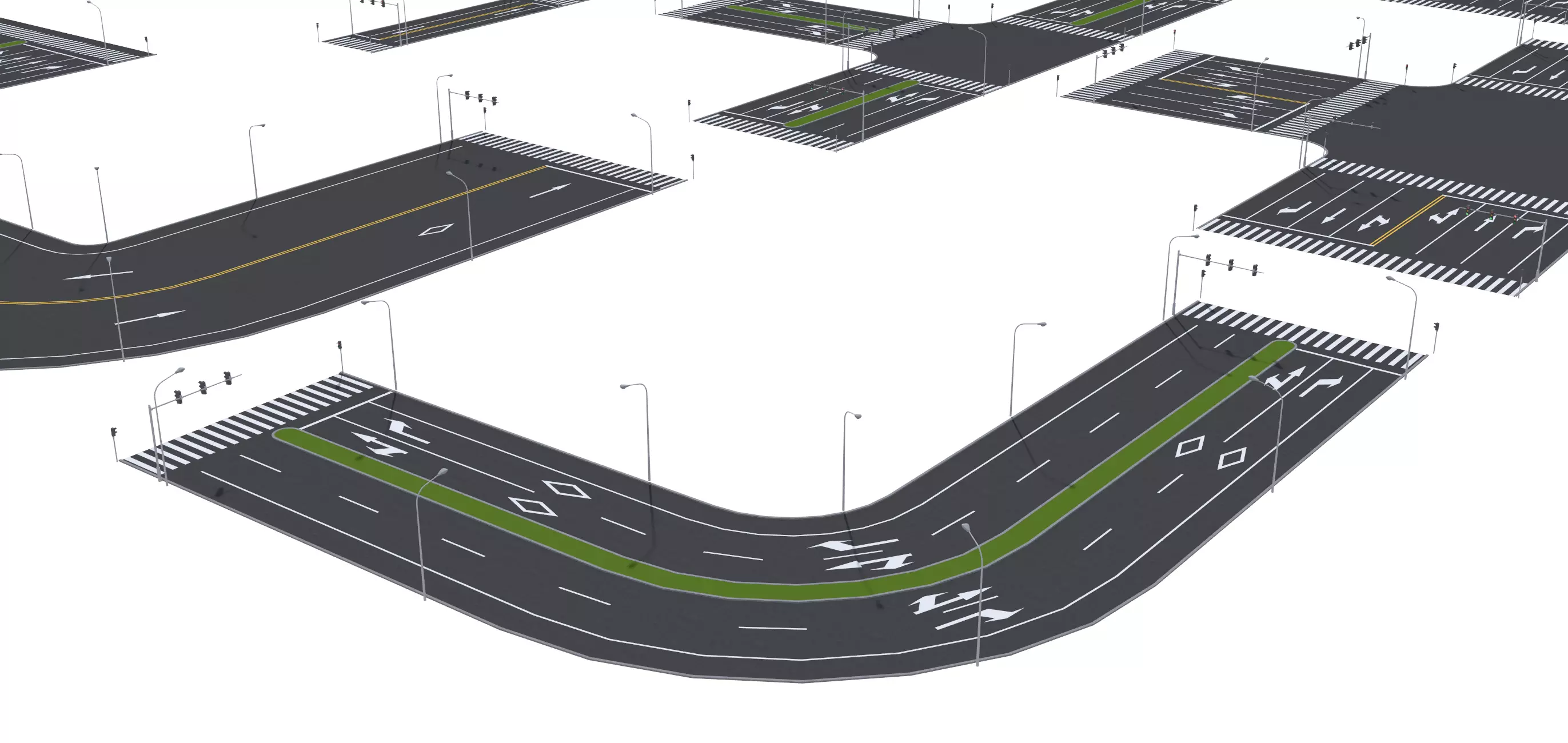 Parking Lot Scene with Low-poly 3D model_9