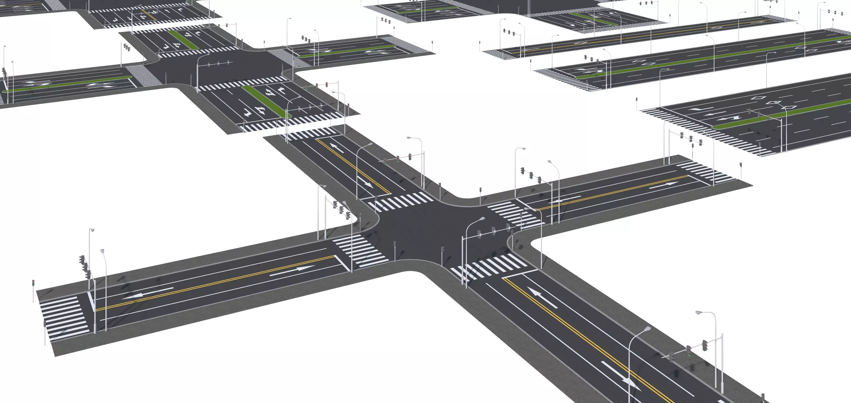 Parking Lot Scene with Low-poly 3D model_6