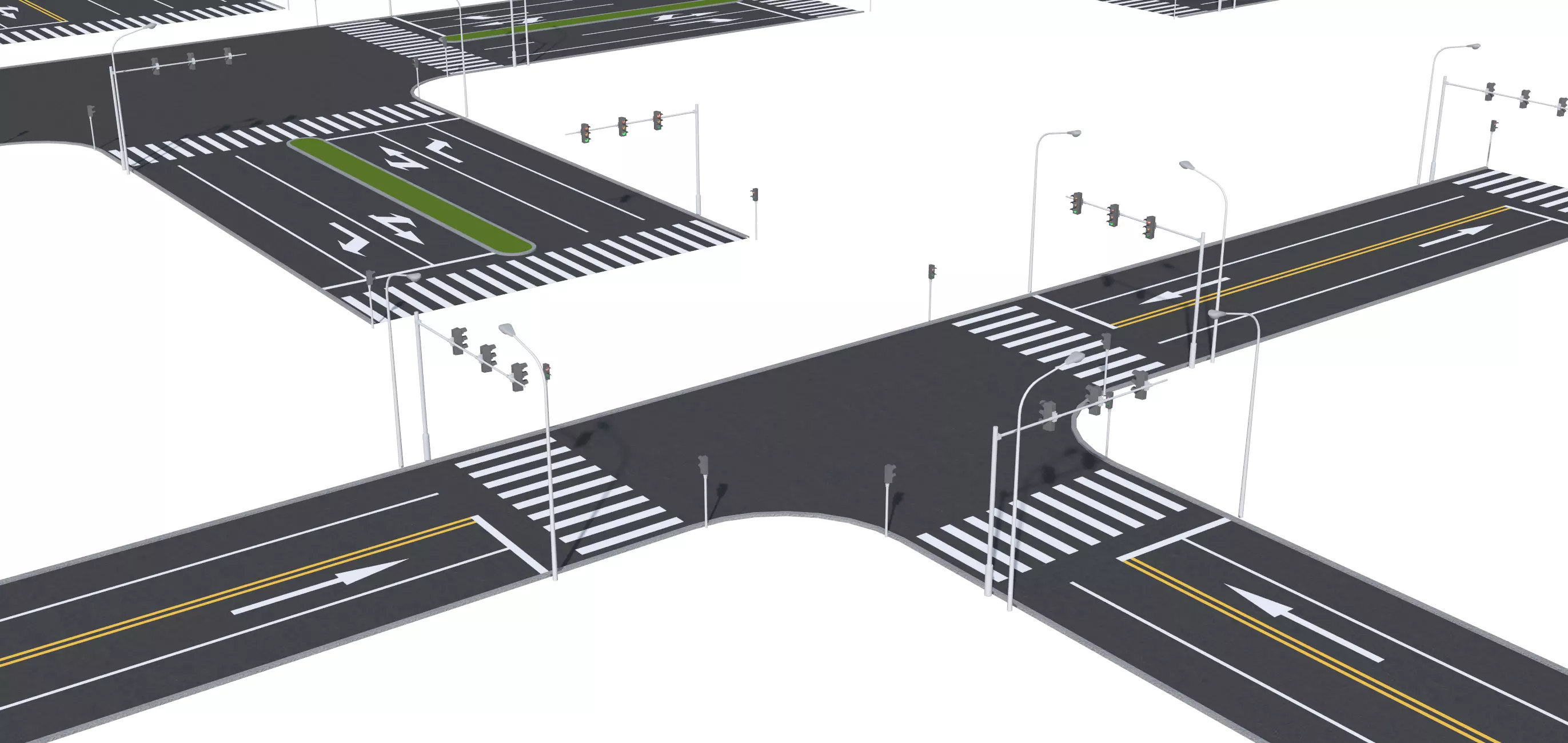 Parking Lot Scene with Low-poly 3D model_7