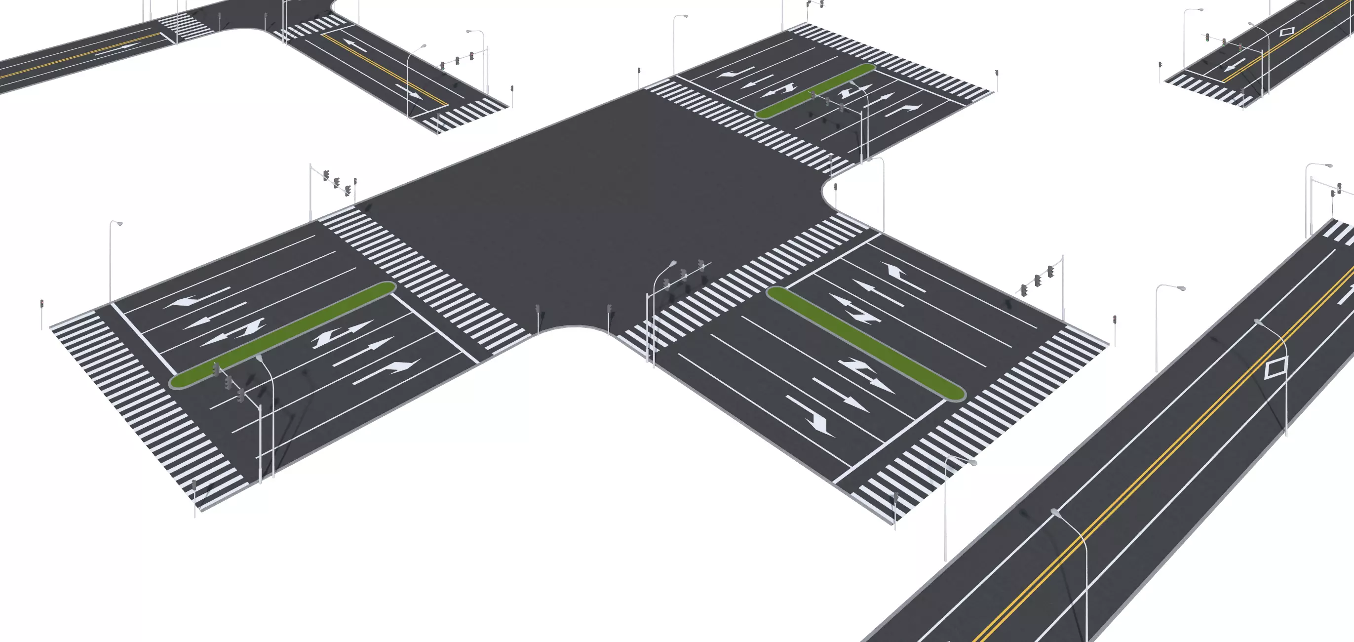 Parking Lot Scene with Low-poly 3D model_2