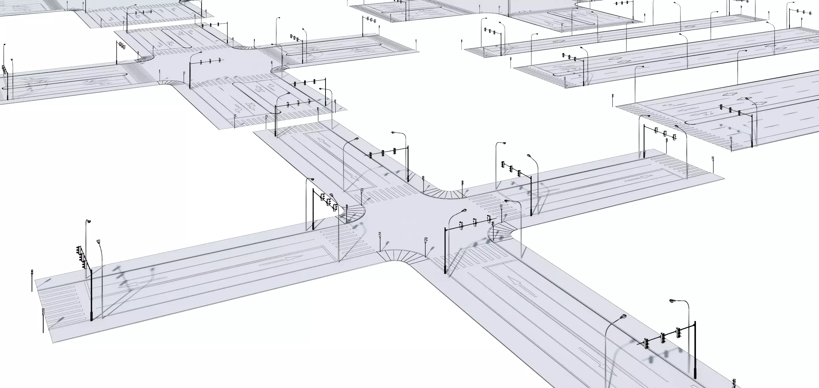 Parking Lot Scene with Low-poly 3D model_28