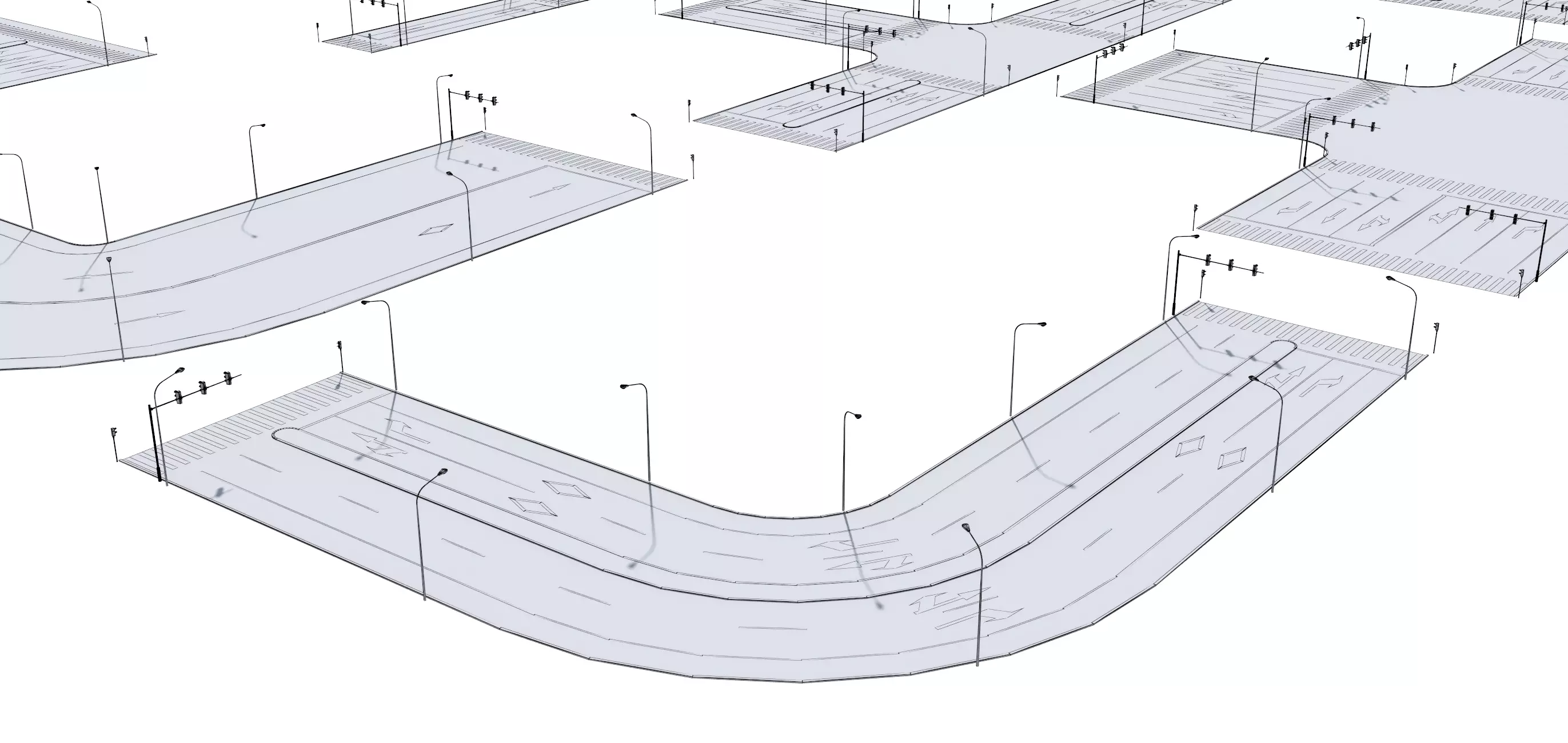 Parking Lot Scene with Low-poly 3D model_23