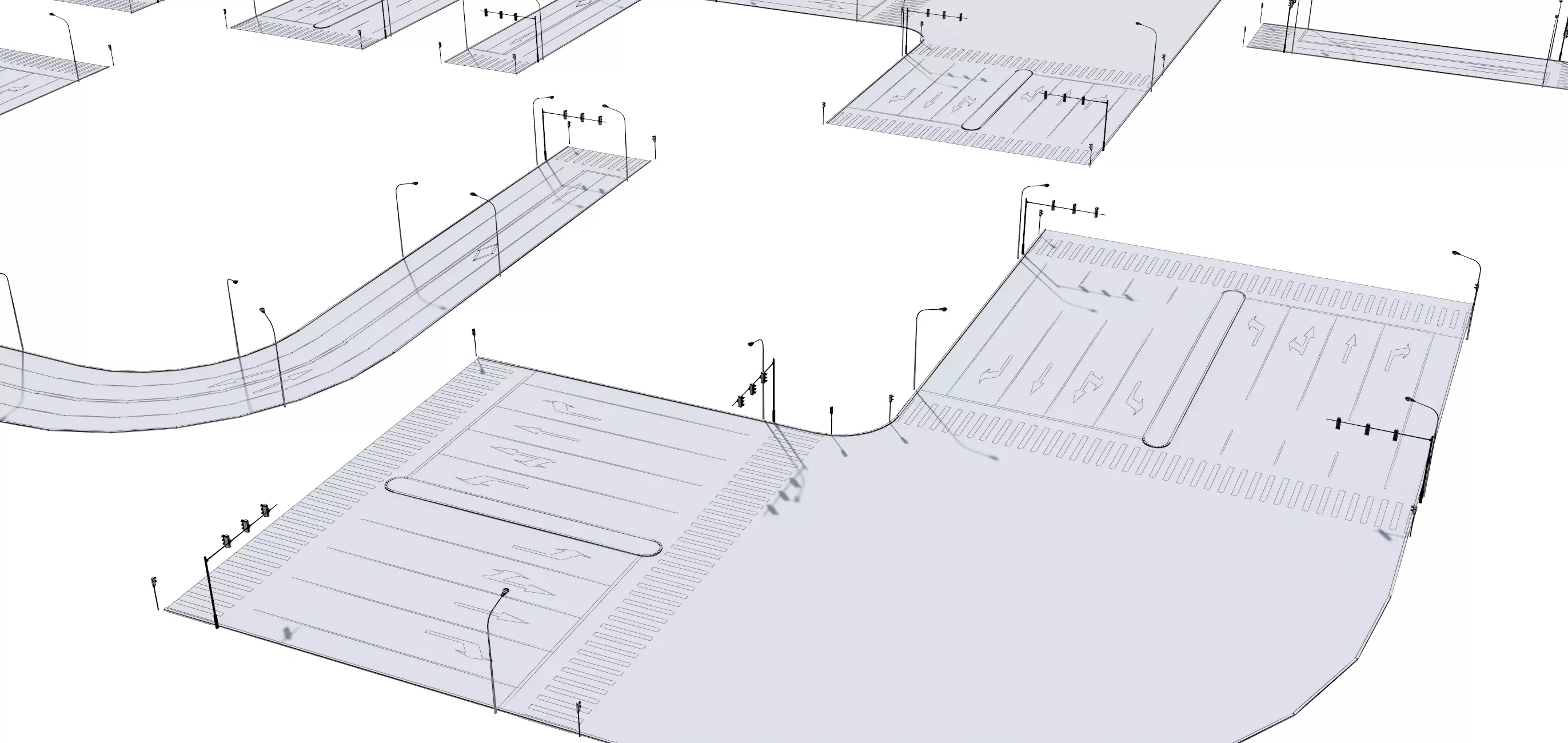 Parking Lot Scene with Low-poly 3D model_25