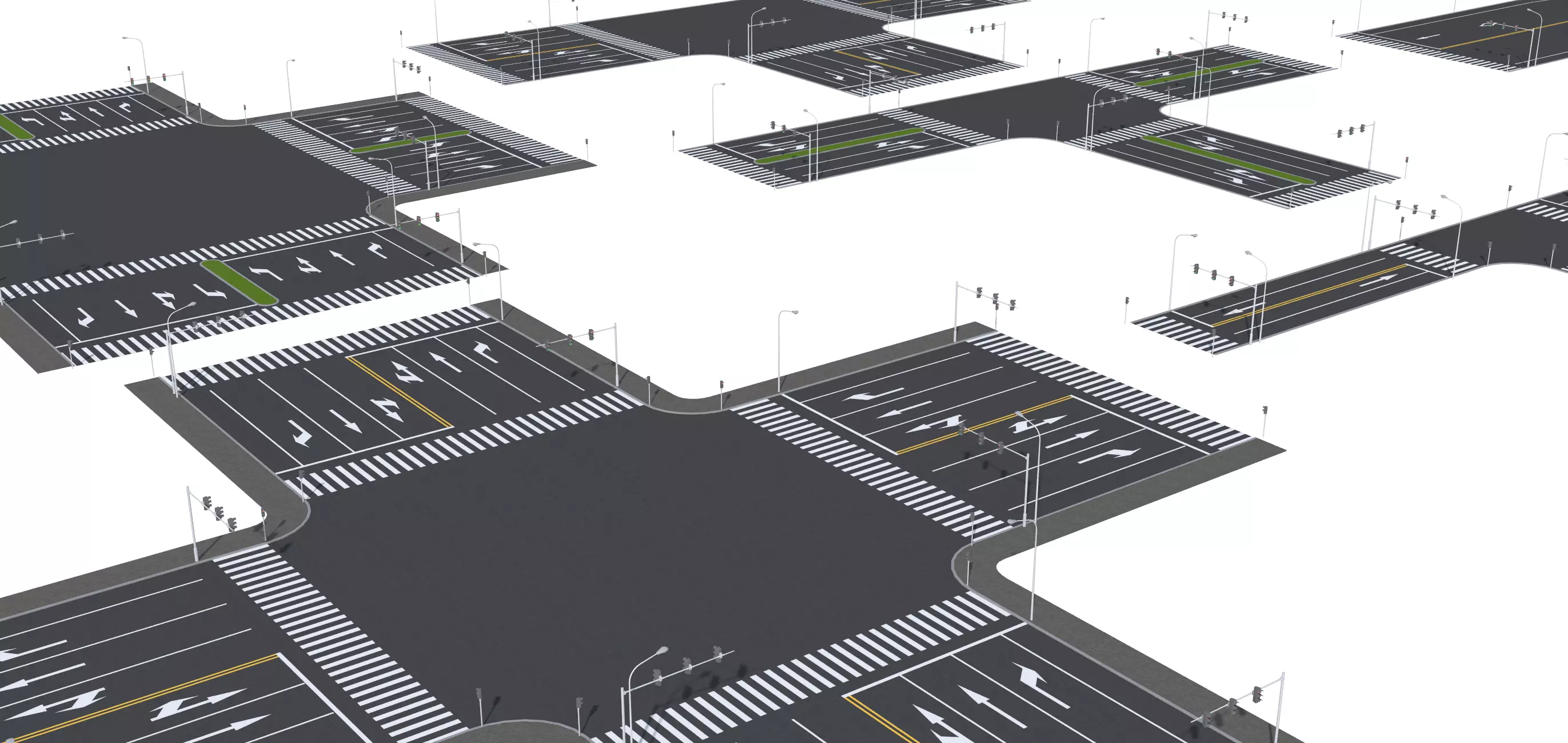 Parking Lot Scene with Low-poly 3D model_14