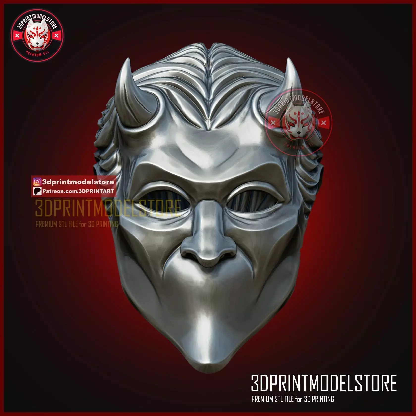 Nameless Ghoul Mask - Horned Ghost Mask Halloween Cosplay Helmet 3D print model_2