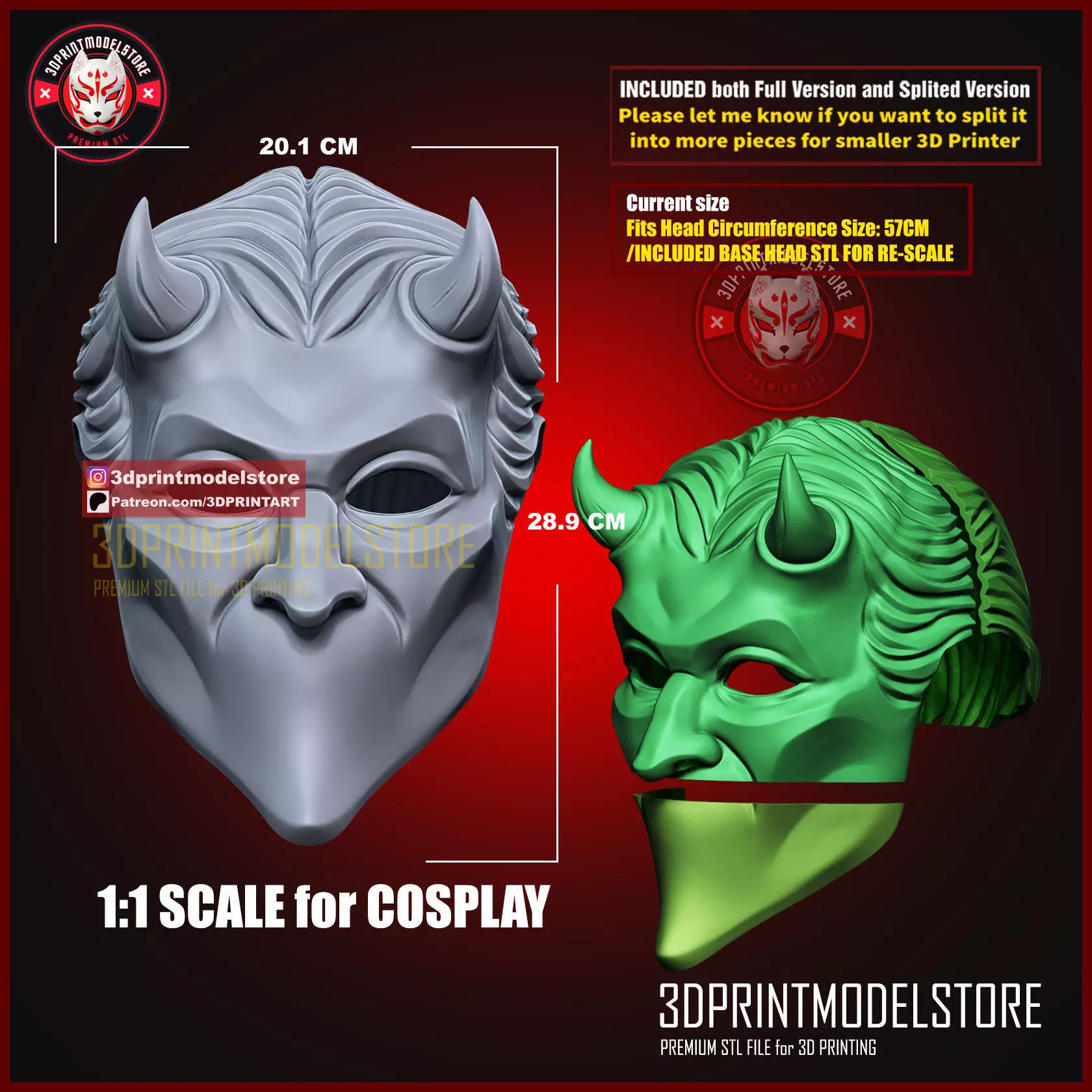 Nameless Ghoul Mask - Horned Ghost Mask Halloween Cosplay Helmet 3D print model_4