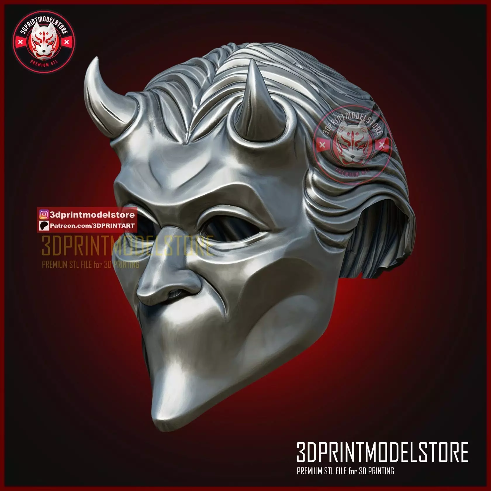 Nameless Ghoul Mask - Horned Ghost Mask Halloween Cosplay Helmet 3D print model_3