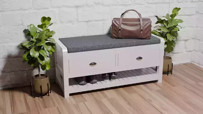 Modern White Entryway Bench