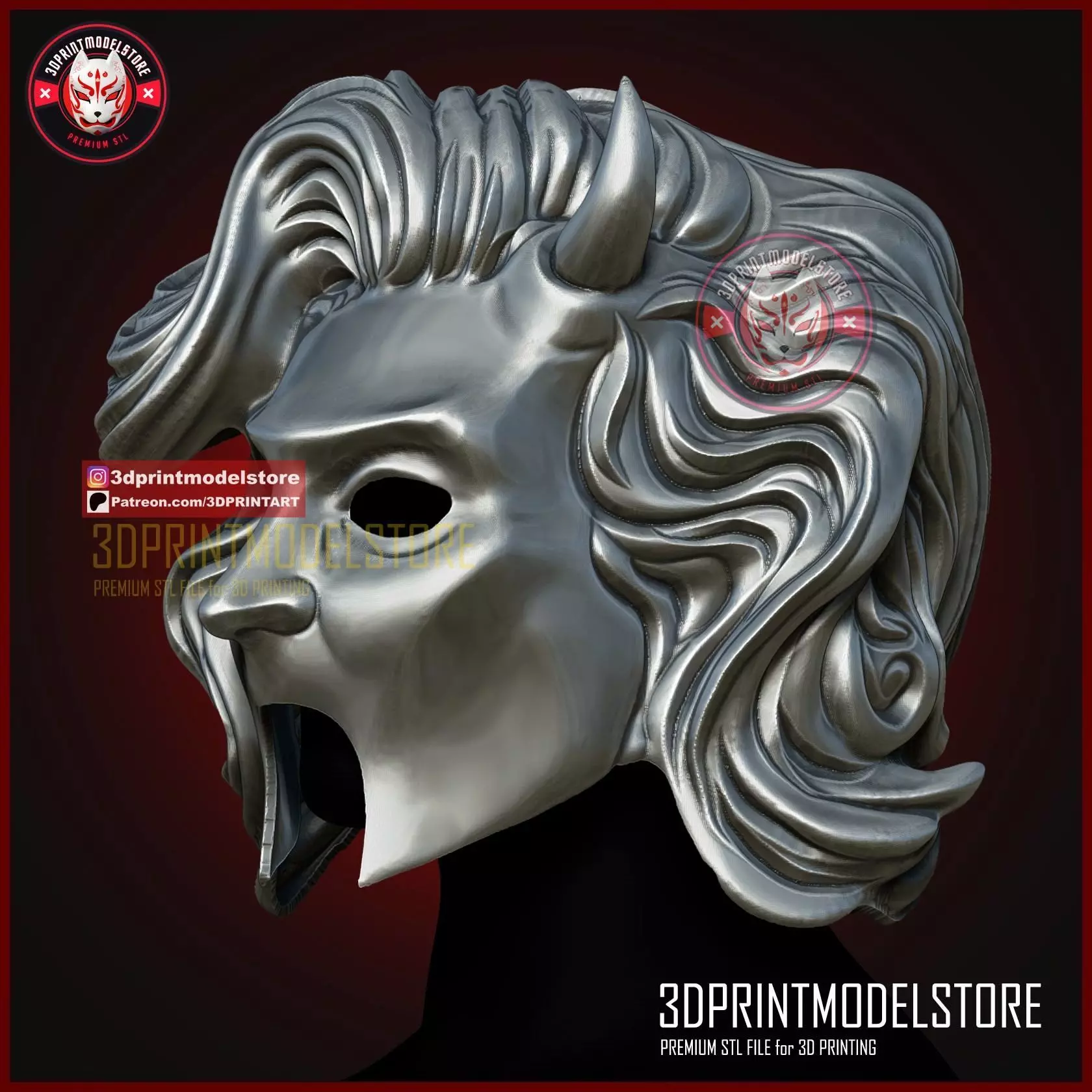 Female Nameless Ghoul Mask - Ghost Mask Halloween Cosplay Helmet 3D print model_2