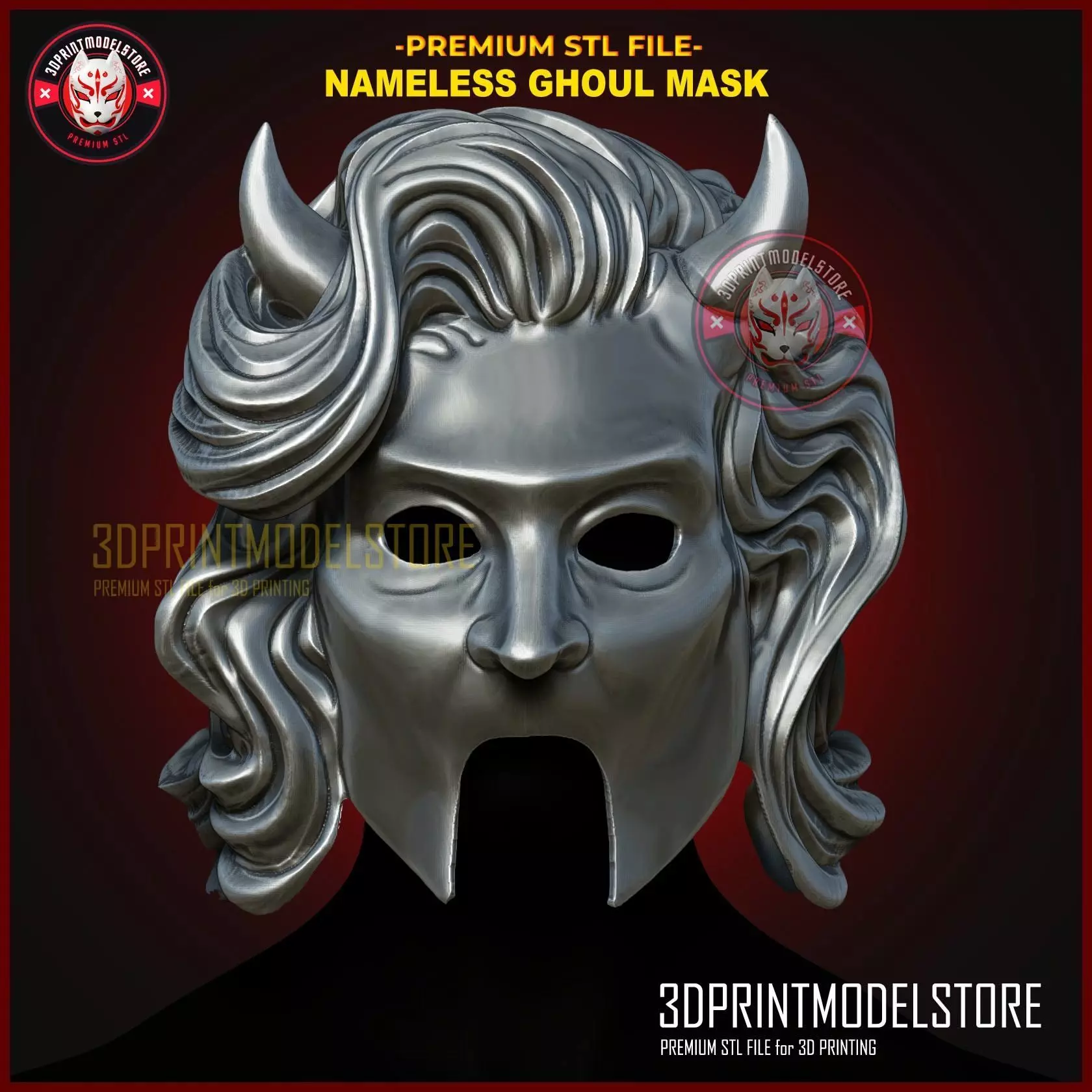 Female Nameless Ghoul Mask - Ghost Mask Halloween Cosplay Helmet 3D print model_0