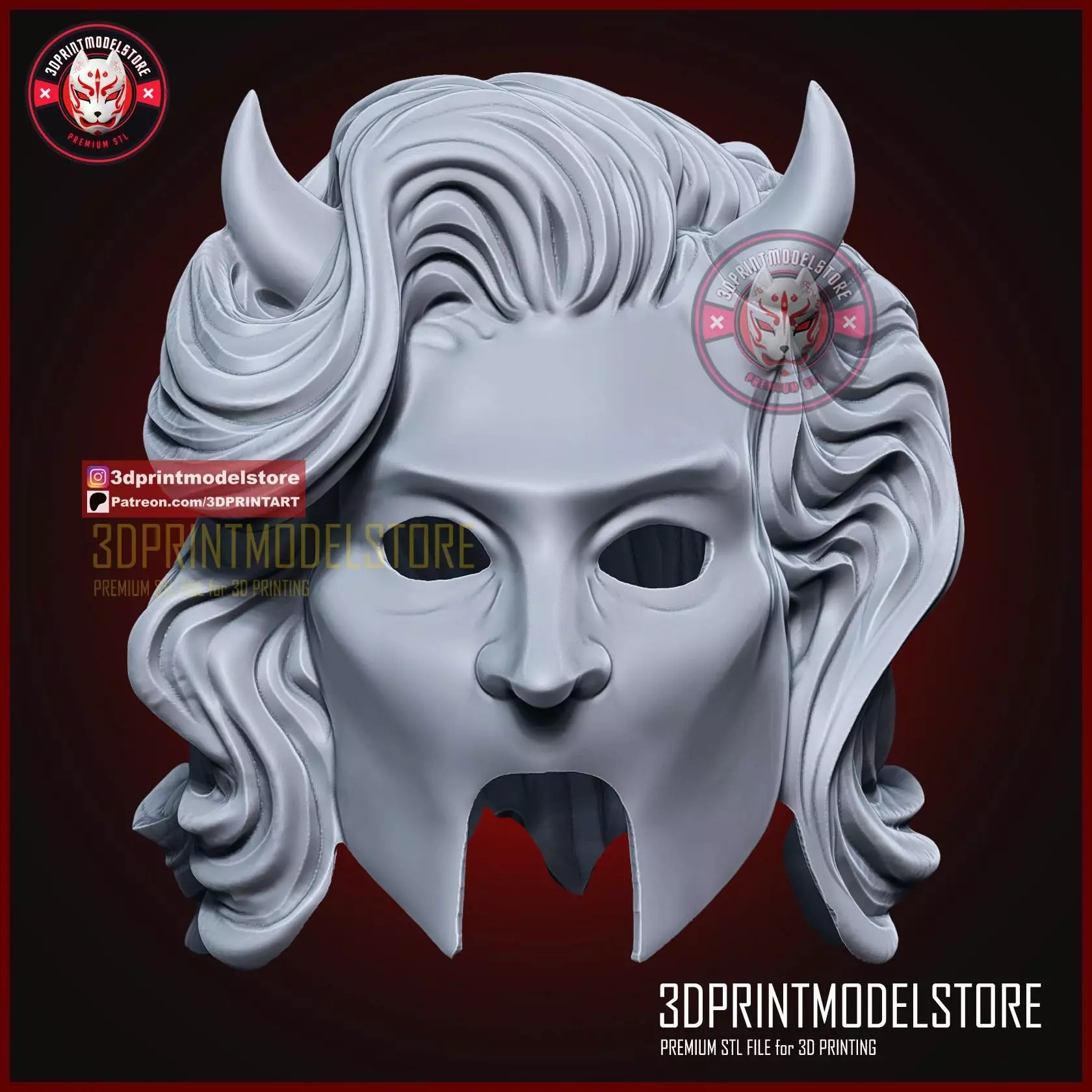 Female Nameless Ghoul Mask - Ghost Mask Halloween Cosplay Helmet 3D print model_5