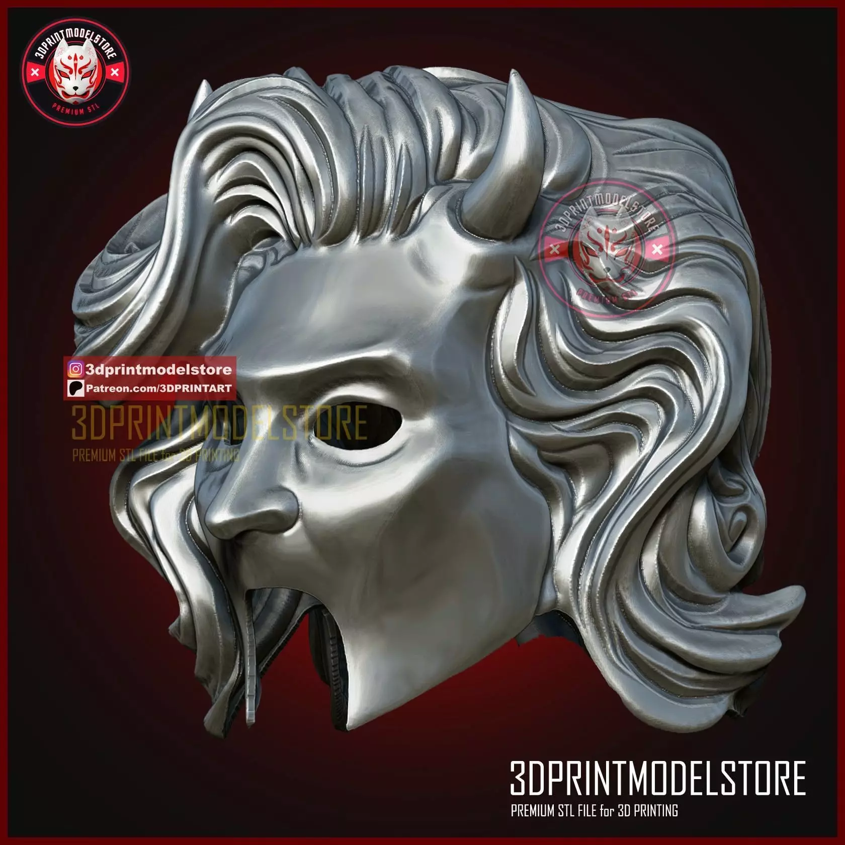 Female Nameless Ghoul Mask - Ghost Mask Halloween Cosplay Helmet 3D print model_4
