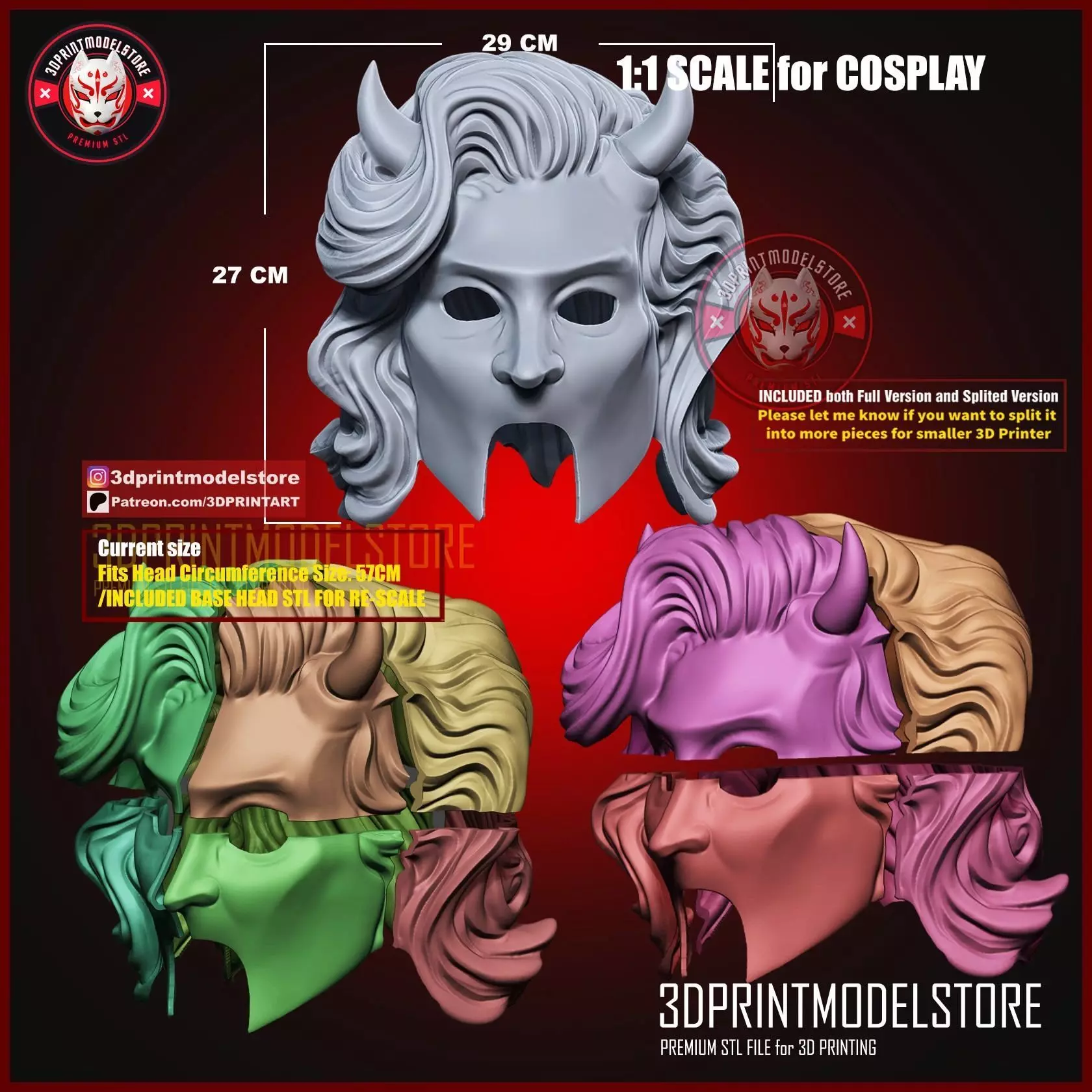 Female Nameless Ghoul Mask - Ghost Mask Halloween Cosplay Helmet 3D print model_7