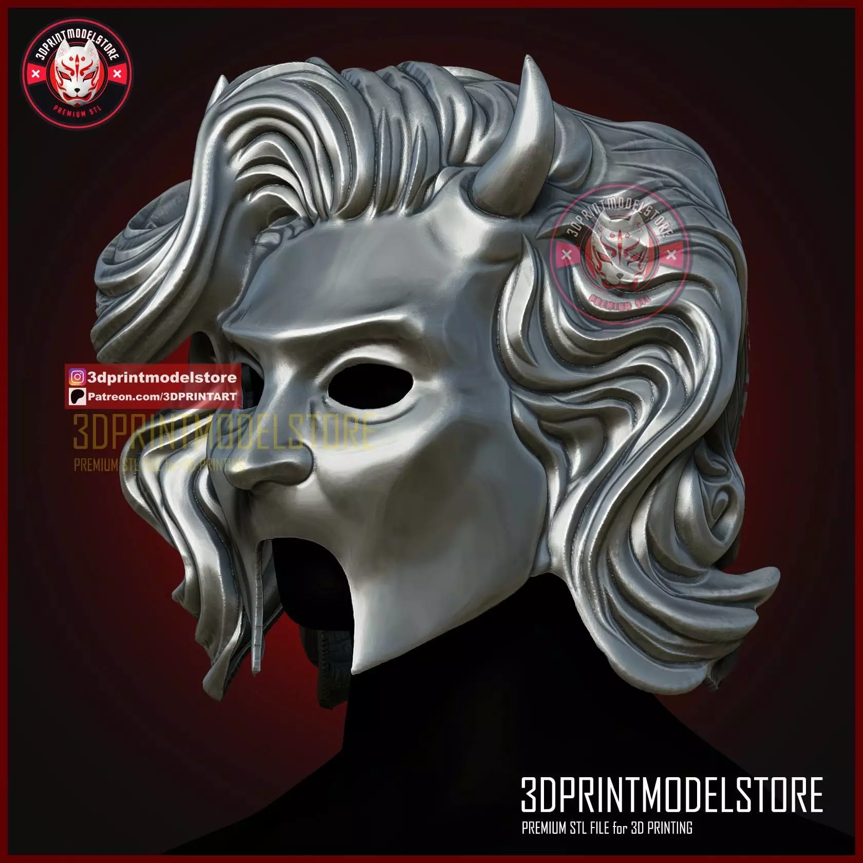 Female Nameless Ghoul Mask - Ghost Mask Halloween Cosplay Helmet 3D print model_1