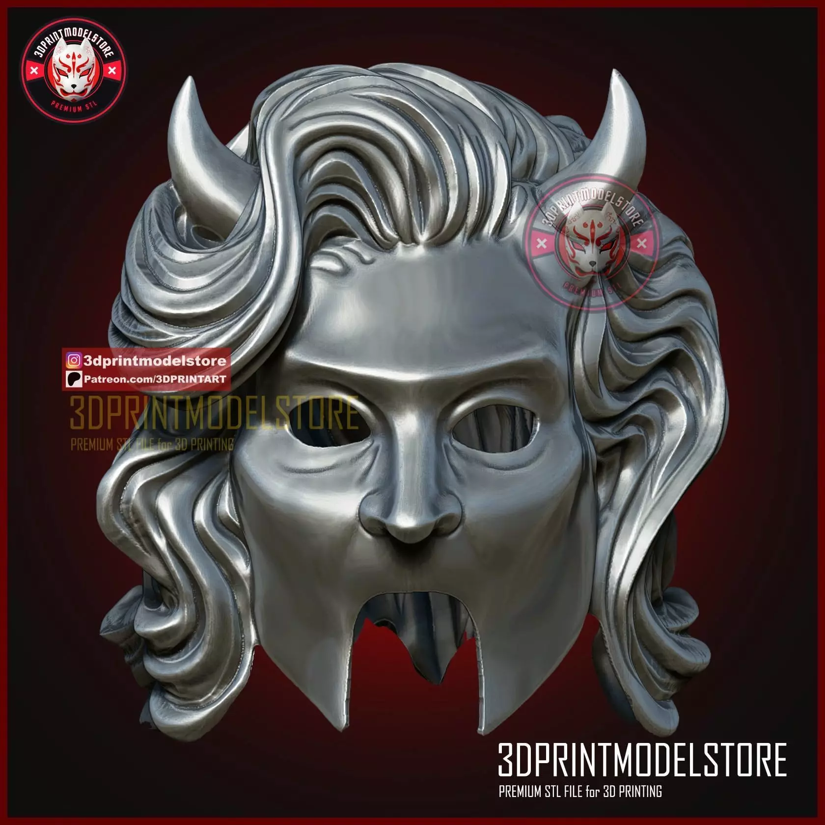 Female Nameless Ghoul Mask - Ghost Mask Halloween Cosplay Helmet 3D print model_3