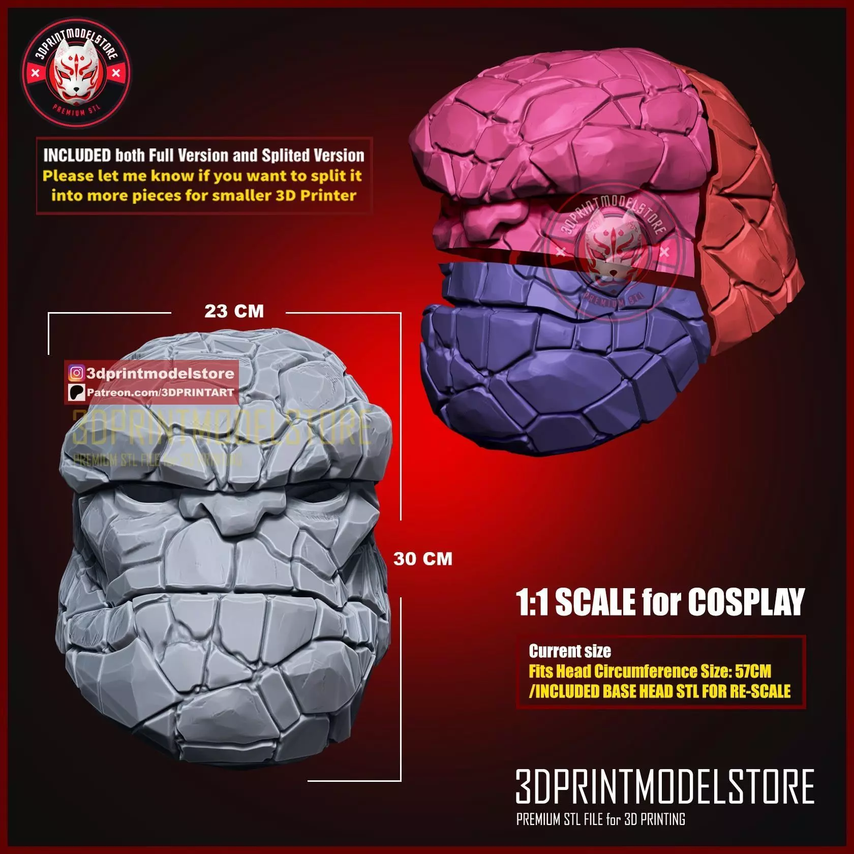 The Thing Fantastic Four Marvel Cosplay Mask - Halloween Helmet 3D print model_2