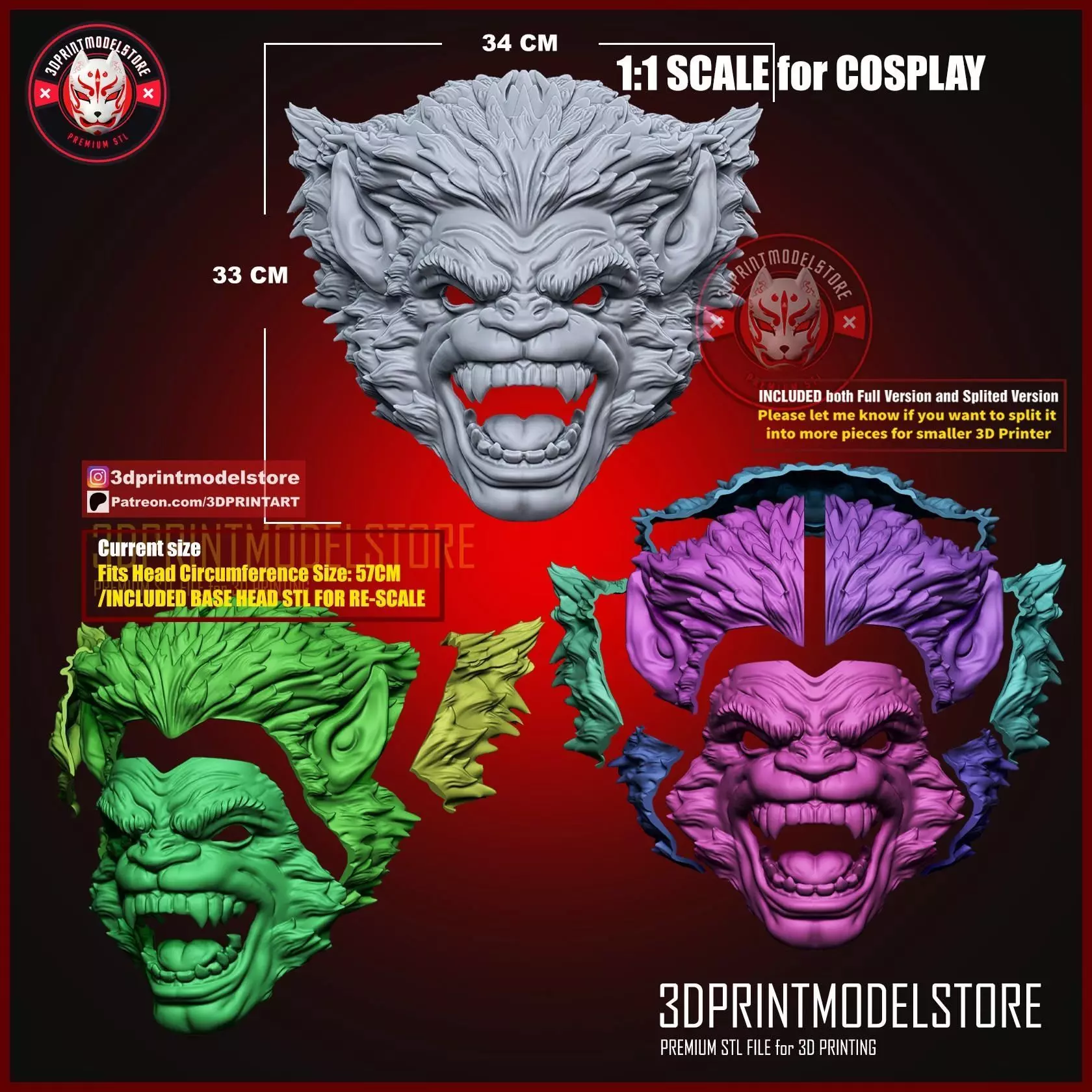 Marvel The Beast Cosplay Mask - Halloween Helmet 3D print model_5