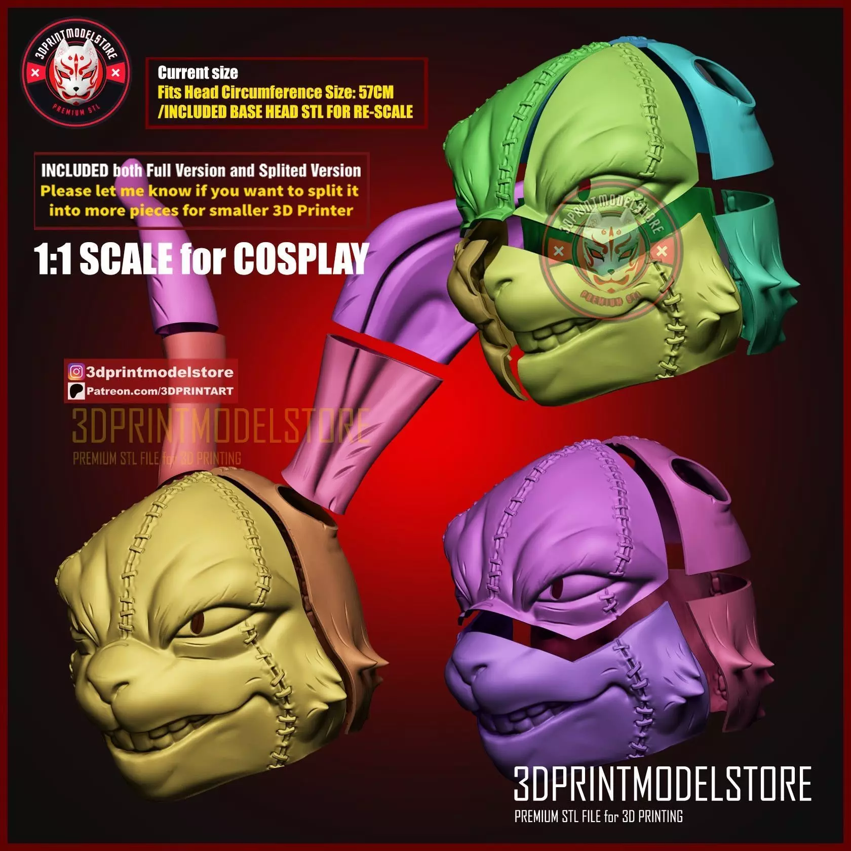 White Rabbit Devil May Cry Cosplay Mask - Halloween Helmet 3D print model_3