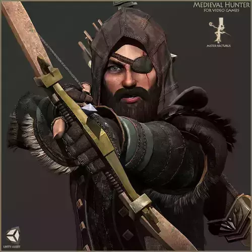 Animated Hunter Low-poly 3D model