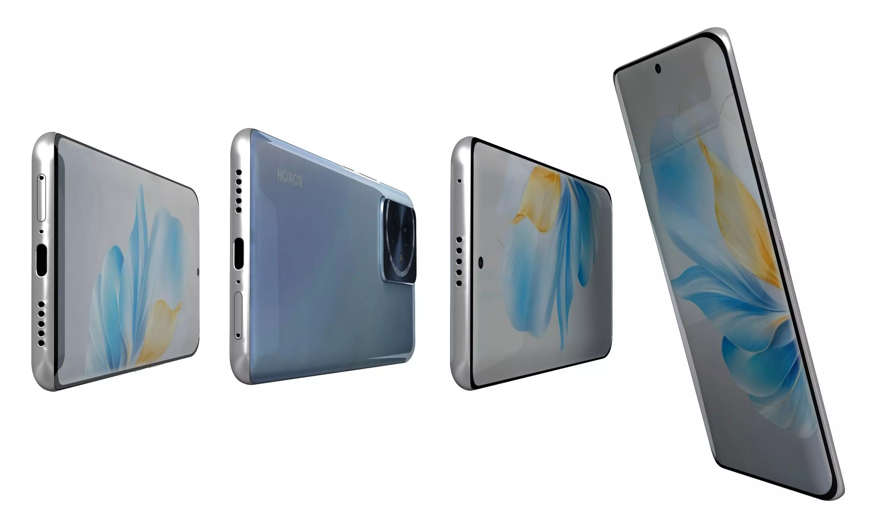 Honor 100 Blue High Poly 3D model_6