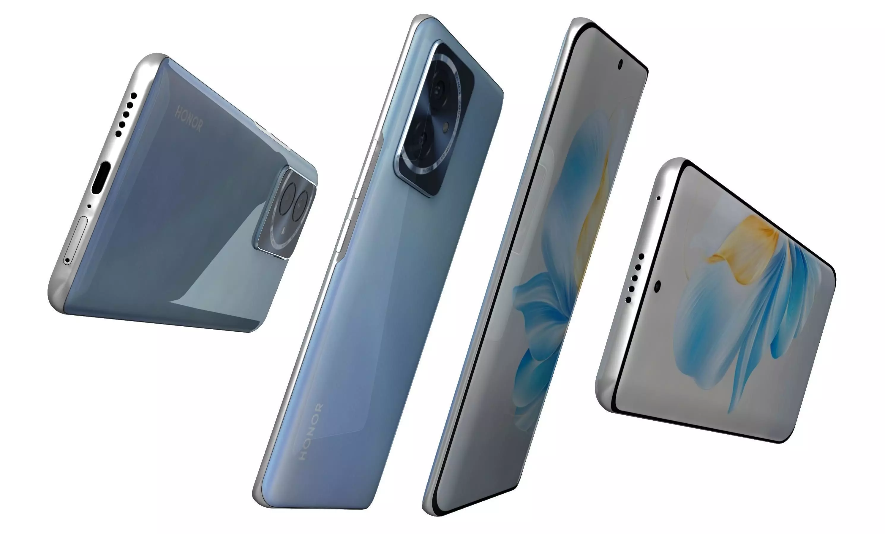 Honor 100 Blue High Poly 3D model_5